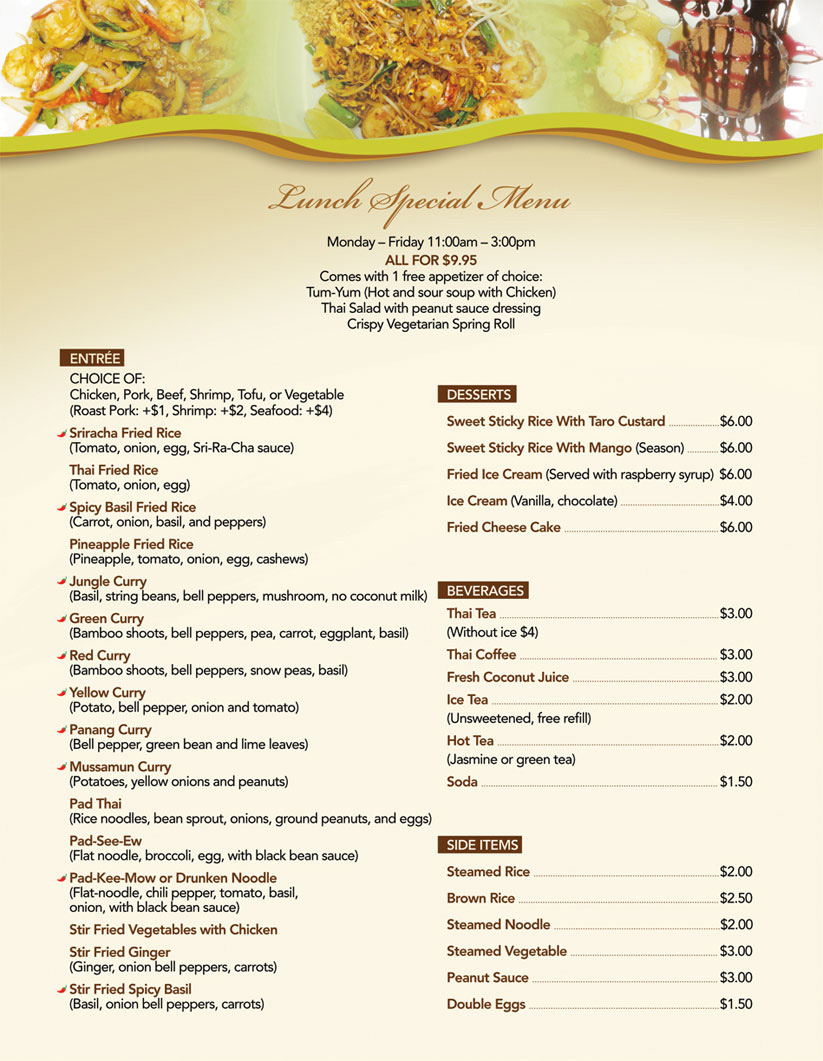 Thai Food Menu